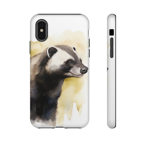 Badger on a Yellow Background - Impact Resistant Phone Case iPhone XS Matte